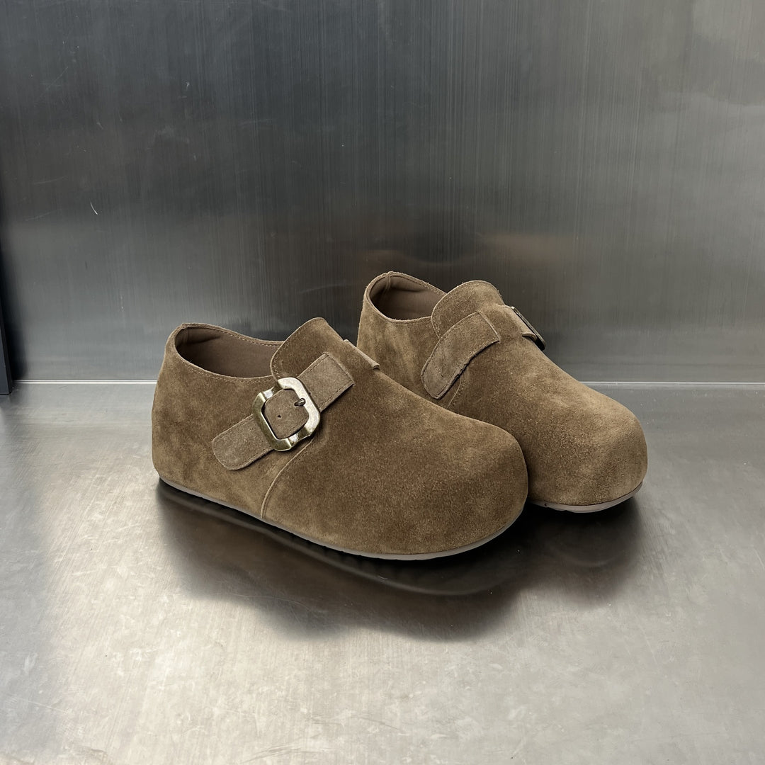Damen Komfortable Wildleder-Clogs mit elegantem Schnallenverschluss R&B