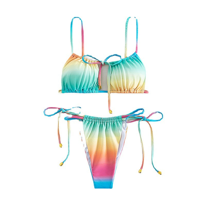 Damen Triangel-Bikini mit individuell verstellbaren Bändern und modischem Farbverlauf R&B