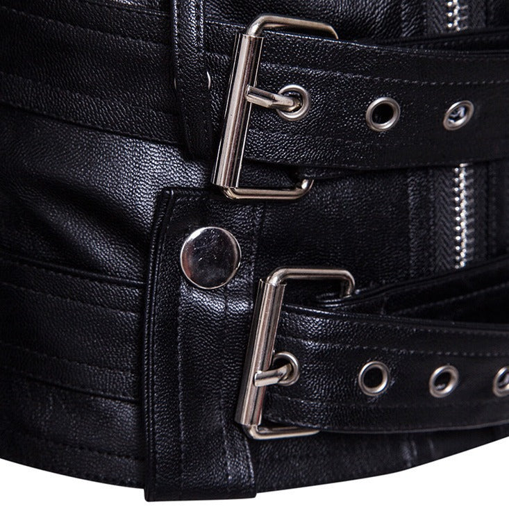 Herren Leder Bikerjacke mit robusten Reißverschlüssen R&B