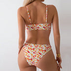 Damen Bikini-Set mit floralem Muster und gerafftem Oberteil