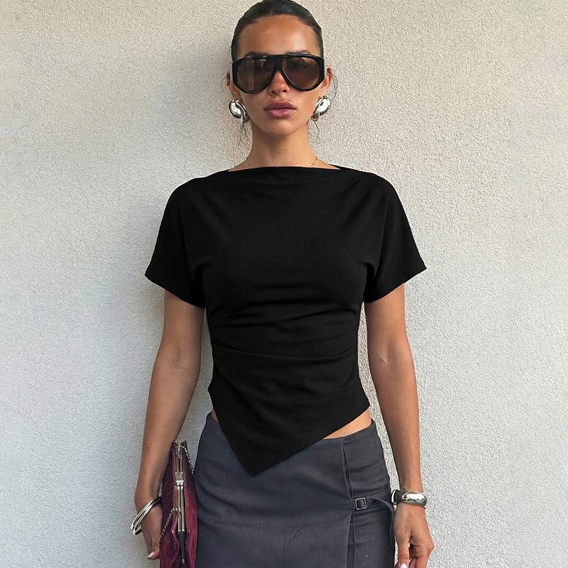 Damen Trendiges Oberteil mit asymmetrischem Saum und figurbetonendem Schnitt R&B