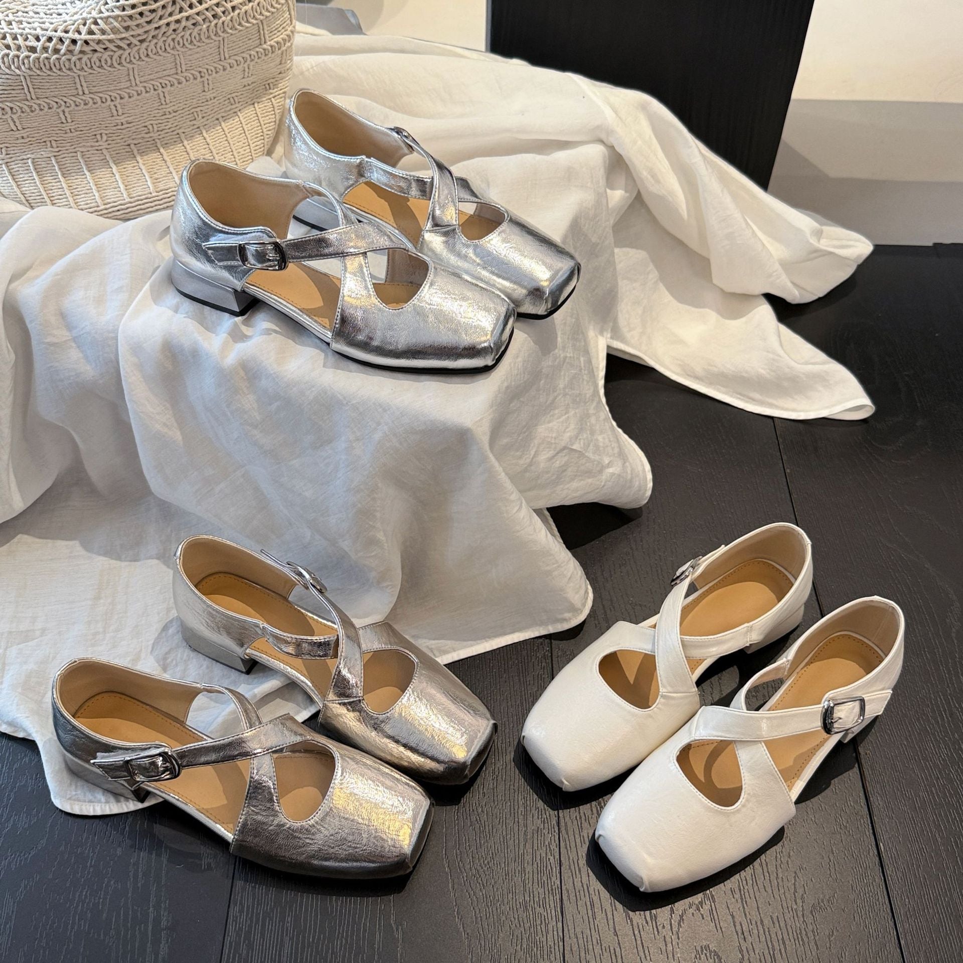 Damen Elegante Slingback-Ballerinas mit modischem Kreuzband R&B