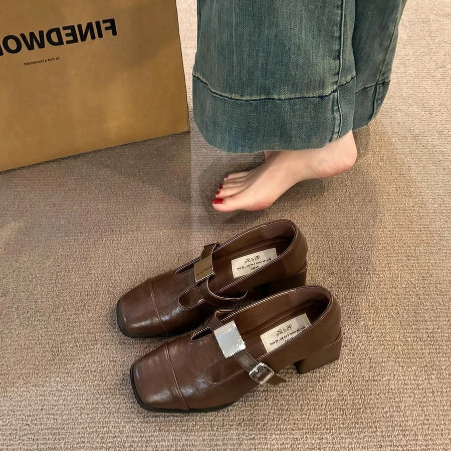 Damen Mary Jane Blockabsatzschuhe mit modischem Schnallenverschluss R&B