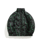 Herren Modische Steppjacke mit hohem Kragen und einzigartigem Schriftzug