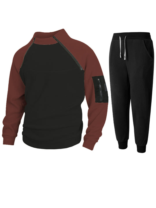 Herren Sportliches Oberteil mit funktionalem Reißverschluss und komfortabler Jogginghose R&B