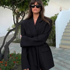 Damen Modischer Oversized Blazer mit Gürtel R&B