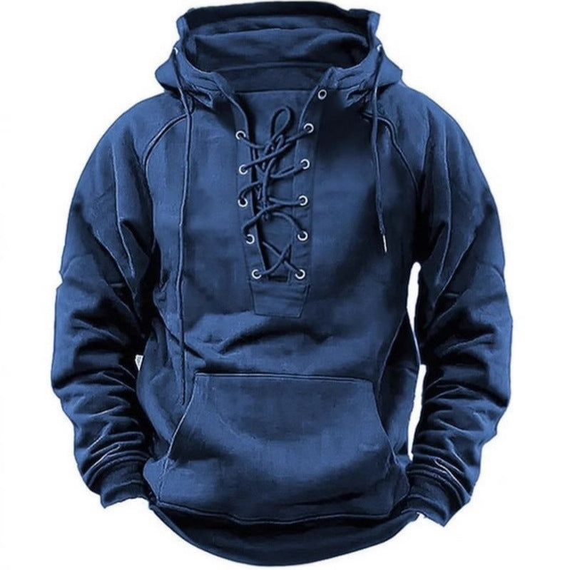 Herren Kapuzensweatshirt mit modischer Schnürung und weichem Innenfutter R&B
