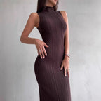 Damen Satin Maxikleid eng anliegend