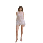 Damen Transparentes Abendkleid mit eleganten Pailletten und Rüschendetails R&B