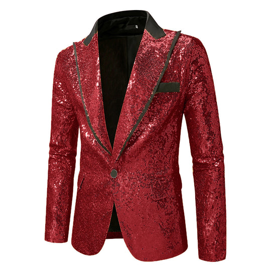 Herren Glitzernder Smokingblazer aus hochwertigem Satin R&B