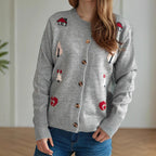 Damen Strickjacke mit kunstvollem Motiv R&B