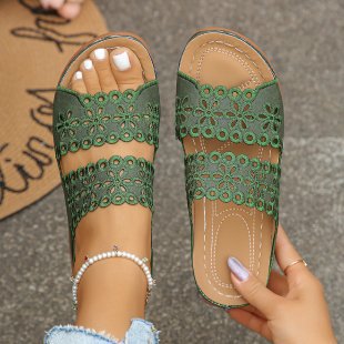 Damen elegante und luftige Sandalen mit floralem Riemendesign R&B