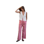 Damen lässige bequeme Schlafhose aus leichtem Baumwollstoff mit eleganten Streifen R&B