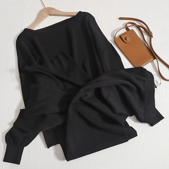 Damen lässiges Strickanzug-Set mit weitem Schnitt und modischen Details R&B