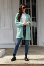 Damen lässiger Strickcardigan mit praktischen Taschen und offener Front