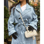 Damen Trenchcoat mit gestreiftem Design und Bindegürtel R&B