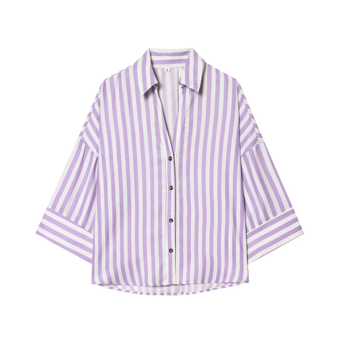 Damen Hemdblusenshirt mit lässigem Schnitt und eleganten 3/4-Ärmeln R&B