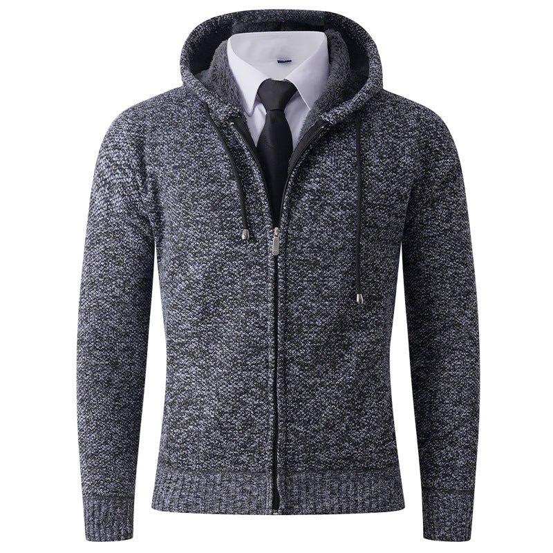 Herren modische Strickjacke mit Kapuze und Reißverschluss R&B