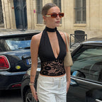 Damen Elegantes Spitzenoberteil mit Halterneck R&B