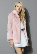 Damen Flauschige Kunstpelzjacke mit elegantem Revers