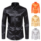 Herren Elegantes Satin-Hemd mit modernem Kragen und feiner Textur R&B