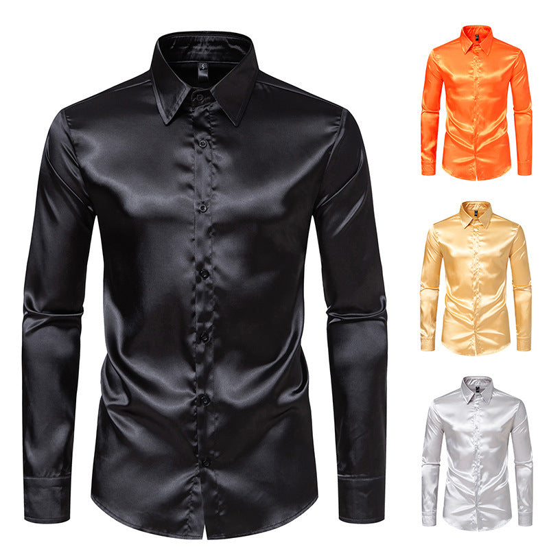 Herren Elegantes Satin-Hemd mit modernem Kragen und feiner Textur R&B
