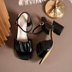 Damen Sandalen mit Rüschen und Blockabsatz R&B