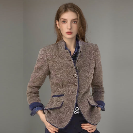 Damen elegante Blazerjacke mit Knopfleiste und praktischen Taschen R&B