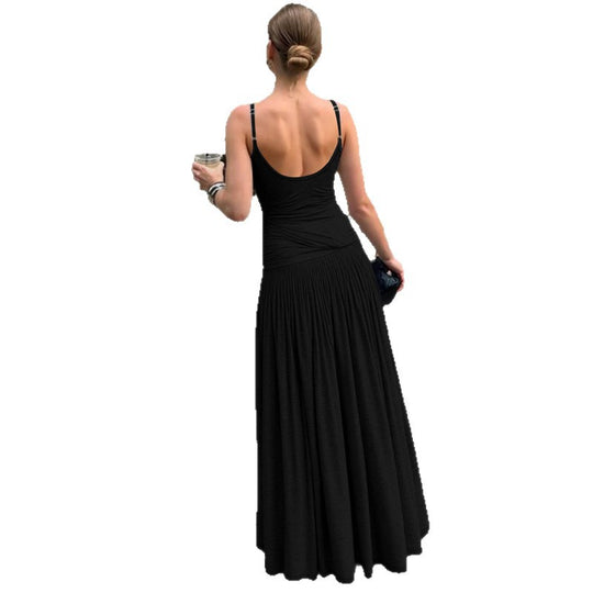 Damen Elegantes Maxikleid mit figurbetonendem Oberteil und weiten Rock R&B