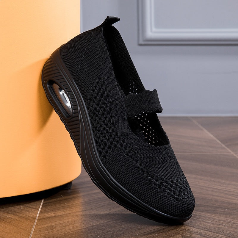 Damen atmungsaktive Slip-On Sneakers mit elastischem Riemen R&B