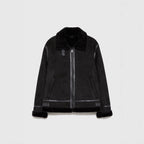 Damen lässige Shearlingjacke mit hochwertigem Obermaterial und komfortablem Innenfutter Hedi-Mode