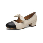 Damen elegante Ballerinas mit dekorativem Schleifenakzent und klassischem Farbblockdesign