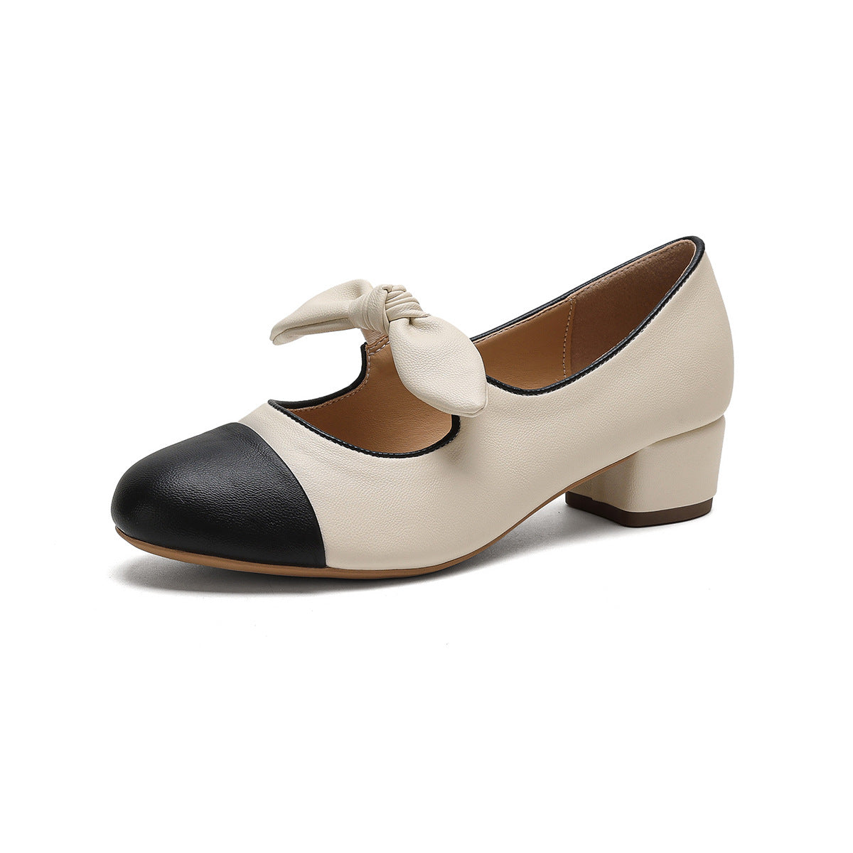 Damen elegante Ballerinas mit dekorativem Schleifenakzent und klassischem Farbblockdesign