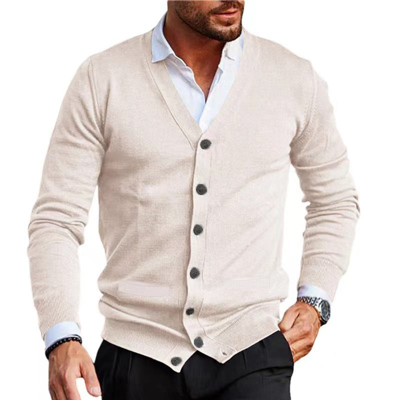 Herren nan Feinstrick V-Ausschnitt Cardigan mit Knopfleiste und Eingrifftaschen R&B