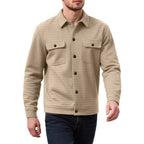 Herren nan Hemdjacke mit quadratischer Steppstruktur Druckknopffront und Brustklappen R&B