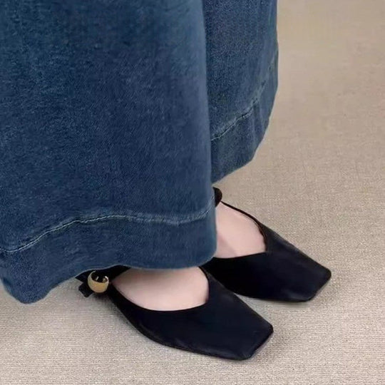 Damen Slipper mit eleganter Schnalle und modischem Blockabsatz R&B