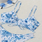 Damen Bandeau-Bikini mit verspieltem Kordeldetail