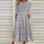 Damen nan Midikleid mit gerafftem Smock-Oberteil, Ellenbogenärmeln und praktischen Eingrifftaschen R&B