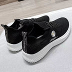 Damen modische Sneaker mit floralem Design und elastischem Einsatz R&B