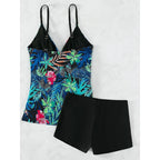 Damen Badeanzug-Set mit floralem Design und hohem Beinausschnitt R&B