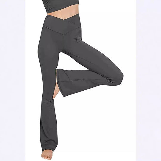 Damen Bootcut Yoga-Hose aus elastischem Material mit hohem Bund R&B