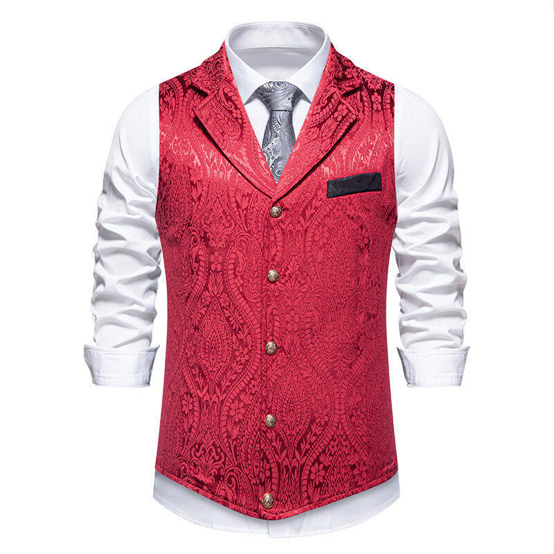 Herren elegante Anzugweste mit feinem Floral-Muster und hochwertiger Verarbeitung R&B