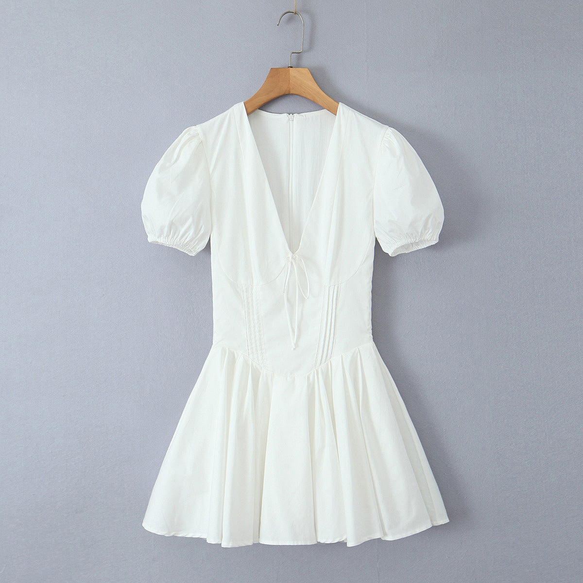 Damen verspieltes Mini-Wickelkleid mit Puffärmeln