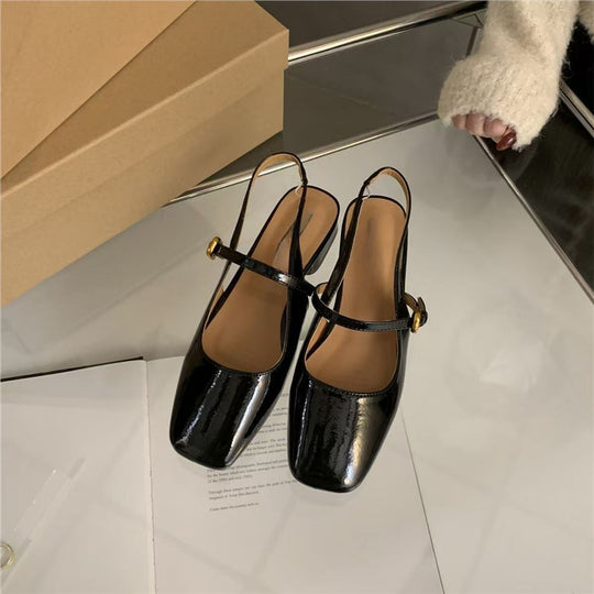 Damen Slingback-Pumps mit breitem Blockabsatz und dekorativem Schnallenakzent R&B