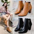 Damen elegante Stiefeletten mit modischem Reißverschluss und komfortablem Blockabsatz R&B