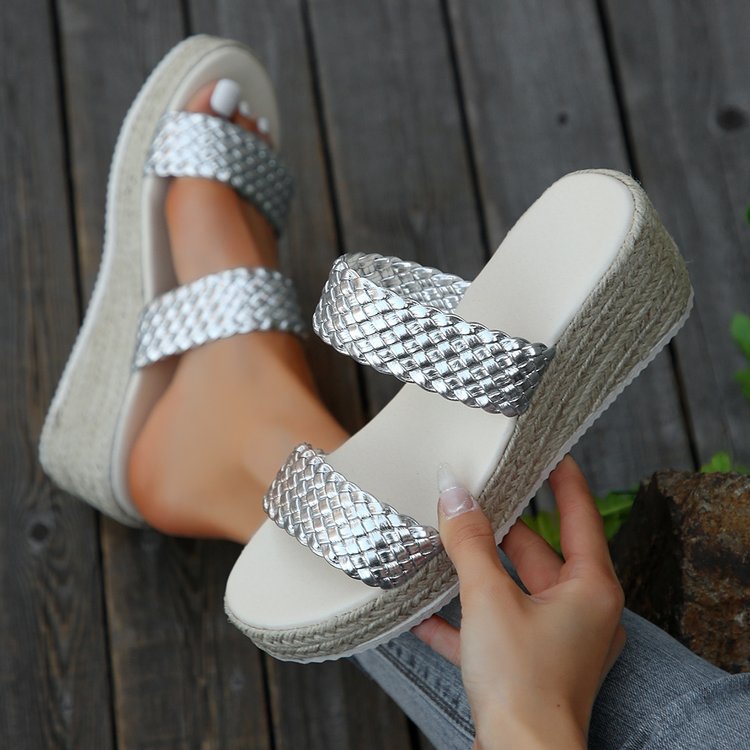Damen Wedge-Sandalen mit geflochtenem Riemendesign und komfortablem Fußbett R&B