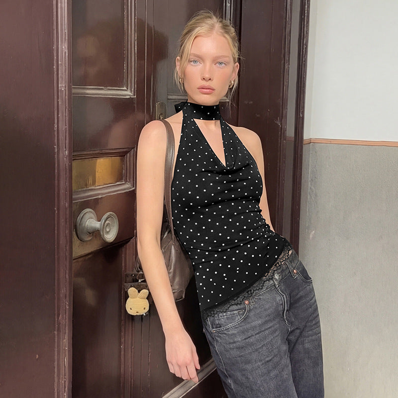 Damen Figurnahes Haltertop mit verspieltem Punktedesign R&B