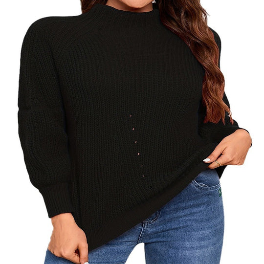 Damen Hochgeschlossenes Rippstrickpullover R&B