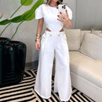 Damen Eleganter Jumpsuit mit Cut-Out und voluminösen Ärmeln R&B