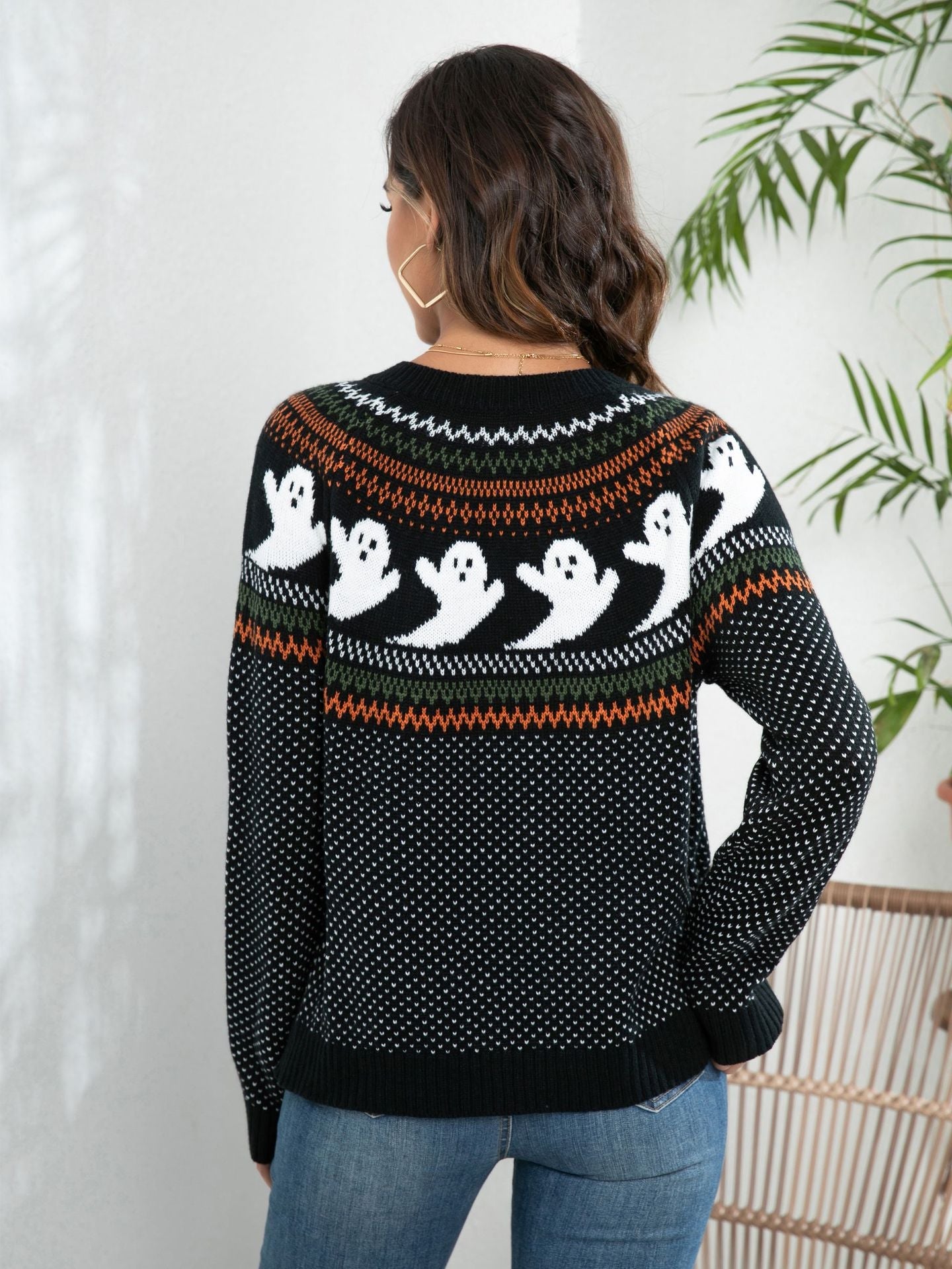Damen Gruseliges Strickpullover mit Totenkopf-Motiv und weichem Material R&B